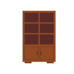 Wooden bookshelves. Shelves for store, home interior, or library storage. Vector illustration.