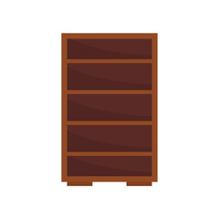 Wooden bookshelves. Shelves for store, home interior, or library storage. Vector illustration.