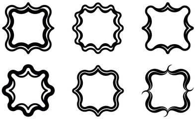 Elegant Wavy Black Frame Borders Vector Set – Ornamental Decorative Outline Designs