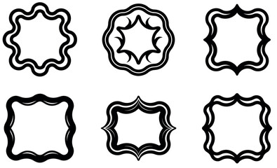 Elegant Wavy Black Frame Borders Vector Set – Ornamental Decorative Outline Designs