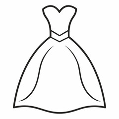 Bridal Dress Outline Coloring Book Page Line Art