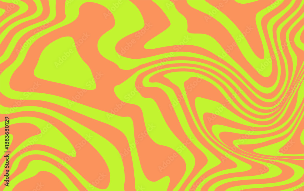 Poster abstract vector illustration featuring wavy zebra-like lines on a background, creating a modern, psy