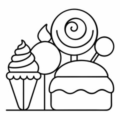 Make Ice Cream Lollipop Outline Coloring Book Page

