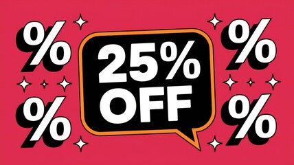 25 Off Sale Banner Bold Typography Discount Graphic Design