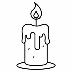 Candle with Melting Wax Outline Coloring Book Page