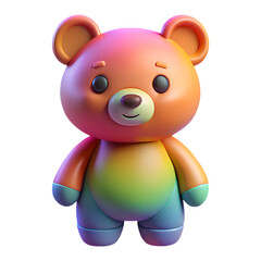 Fototapeta premium 3d colorfull teddy bears toys isolated on transparent white background, clipping path 