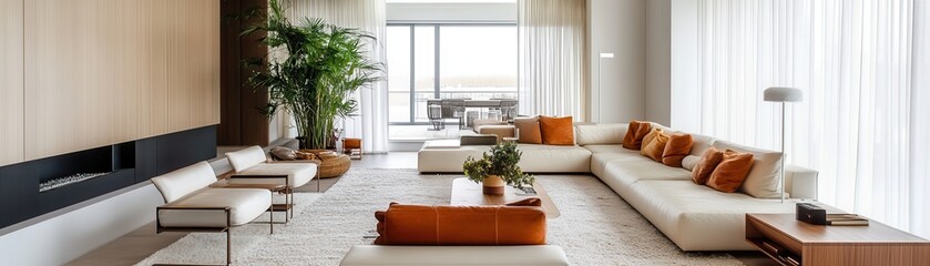 Modern living room with stylish furniture and natural light.