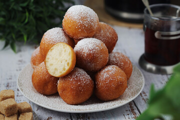 Quarkbelllchen, traditional German dessert made of cotton cheese and dough