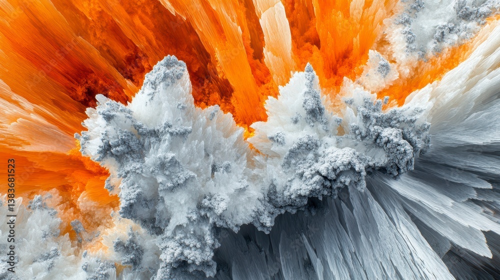 Aufkleber abstract orange and white textured background with sharp, crystalline formations.