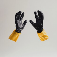 Stylish rubber gloves ready for various household tasks.