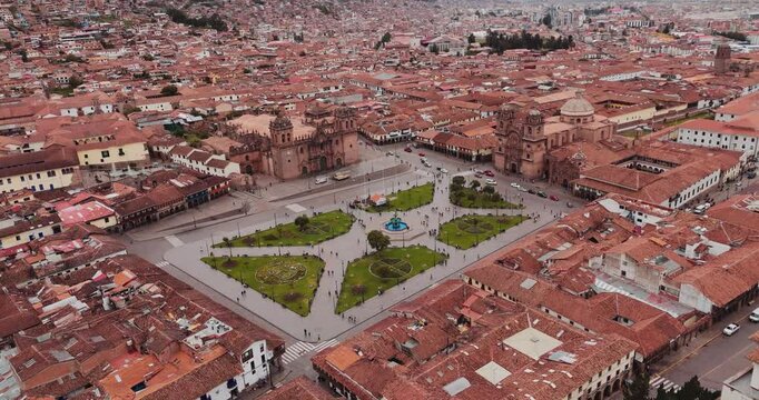 Aerial view of  cusco plaza central