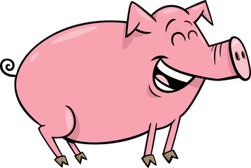 happy cartoon pig or piglet farm animal character