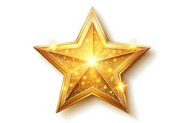 Obraz premium 3D Golden Star Isolated On White Background