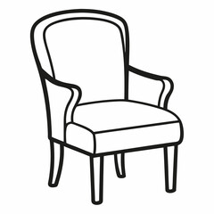 Fototapeta premium Chair Outline Coloring Book Page Line Art Drawing Set White Background
