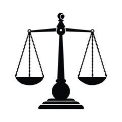 Symbol of Balance: An iconic, monochrome representation of the scales of justice, embodying fairness, equilibrium, and the pursuit of truth.