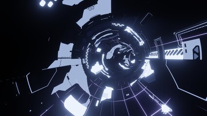 Abstract technology background, 3D render futuristic technology or sci-fi tunnel of cyberspace. 3d illustration
