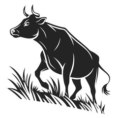 Fototapeta premium Black Cow silhouette vector icon set isolated on white background.