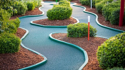 A top down view of a mini golf