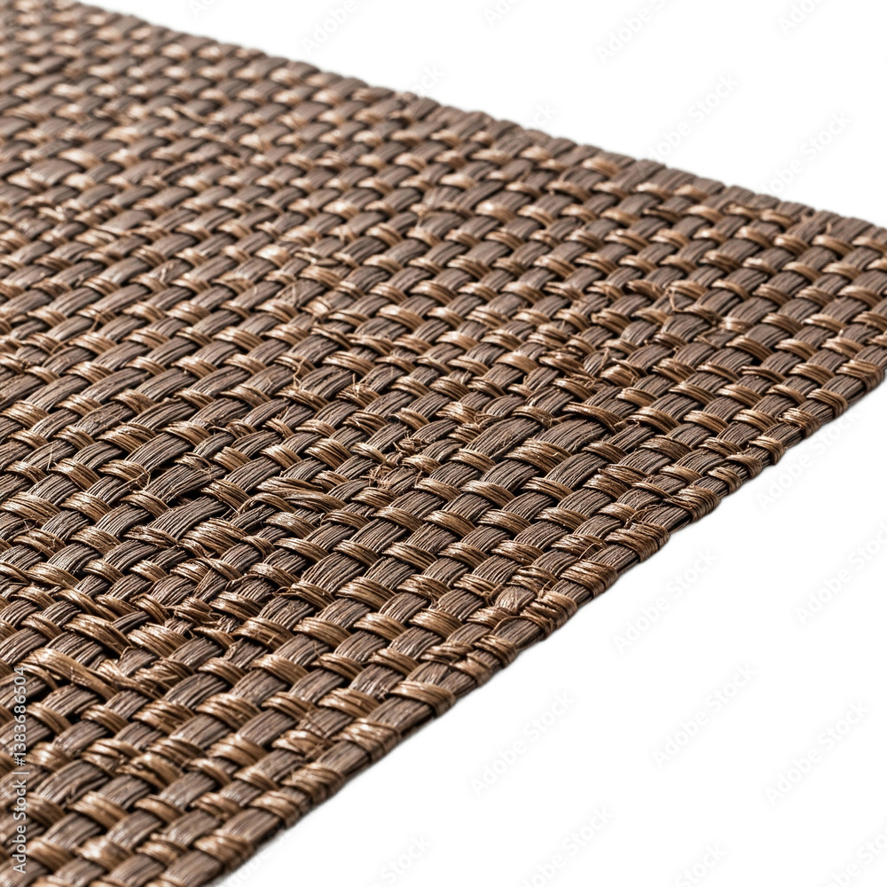 Poster close-up of brown woven texture isolated on a transparent background, showcasing intricate craftsman