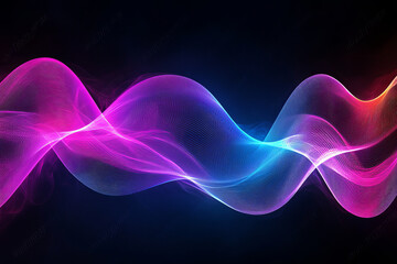 Obraz premium Abstract waves with neon colors and glowing lines on a dark background in a futuristic, high-contrast digital art piece with dynamic curves and light trails
