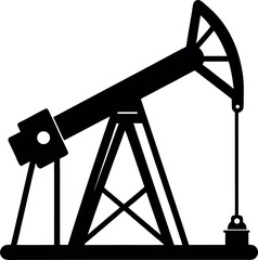 Isolated Black Oil Pump Vector Silhouette Artwork on White Background 01 eps 10 PNG Design Clipart Illustration