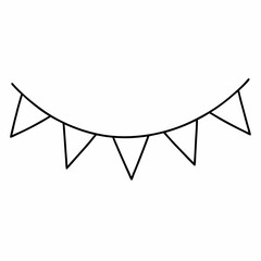 Flags Garland Outline Coloring Book Page Line Art