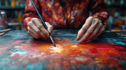 dementia nurse organizing an art therapy session focused on sensory stimulation
