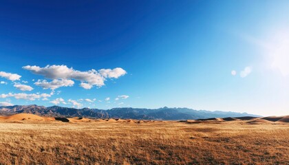 Fototapeta premium Vast, arid landscape under vibrant sky