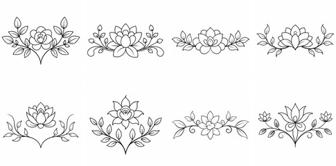 Floral Separators Border Outline Coloring Book Page