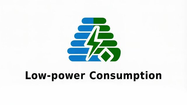 Animated logo representing low-power consumption, featuring eco-friendly energy symbols, efficiency, and sustainable technology for modern electrical solutions.
