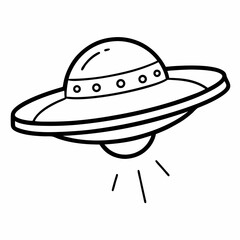 Flying Saucer Outline Coloring Book Page