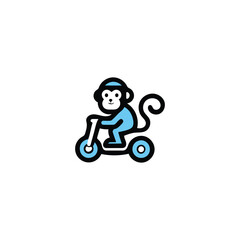 Scooter Monkey Logo Playful Primate Rider Mascot