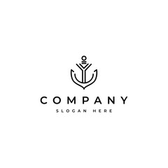 ship anchor logo with letter Y combination in minimalist design