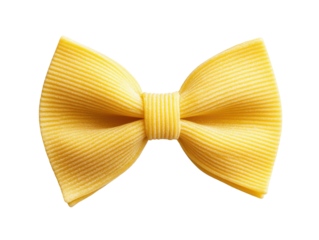 Bright yellow bow tie for formal occasions and celebrations on a transparent background, cut out