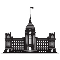 Fototapeta premium Grand Parliament Building silhouette, showcasing the power and majesty of governance – Parliament illustration – Parliament vector – Government building silhouette