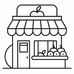 Fruit Shop Outline Coloring Book Page Line Art