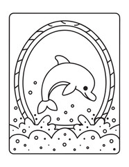 Cute kawaii summer coloring pages, kawaii animals coloring pages, summer, summer coloring page, bold & easy coloring pages, line art, vector illustration, black & white designs, kawaii characters