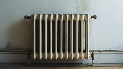 Old, inefficient heating system, suggesting its time for a change, replace radiators and heaters to conserve resources and save money, energy efficiency, home improvement, or cost saving measures