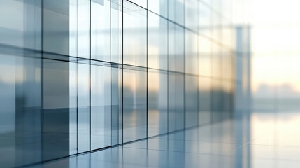 Fototapeta premium Modern Reflections: The image showcases the sleek exterior of a modern building. The play of light across the glass facade adds depth and dimension.