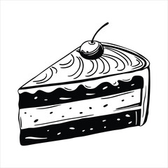 Delicious slice of cake with cherry on top