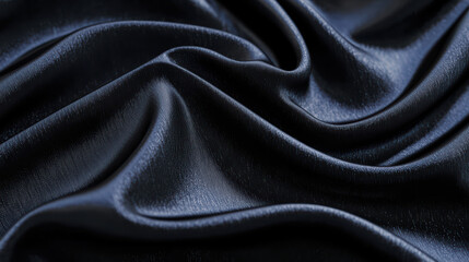 Obraz premium Luxurious Ebony Silk: Capture the allure of elegance with a close-up view of supple, ebony-colored silk fabric. The delicate interplay of light and shadow over the soft folds