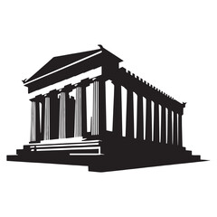 Fototapeta premium Elegant Parthenon silhouette, highlighting the architectural brilliance of ancient Greece – Parthenon illustration – Parthenon vector – Greek temple silhouette