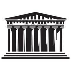 Obraz premium Majestic Parthenon silhouette, showcasing classical Greek architecture – Parthenon illustration – Parthenon vector – Ancient structure silhouette