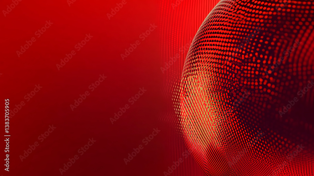 Leinwandbilder red gradient background a digital earth globe with dots and lines in the center, dark red color sche