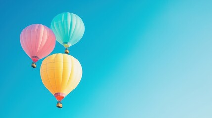 Obraz premium Colourful Rainbow colored hot air balloons floating in the blue sky.