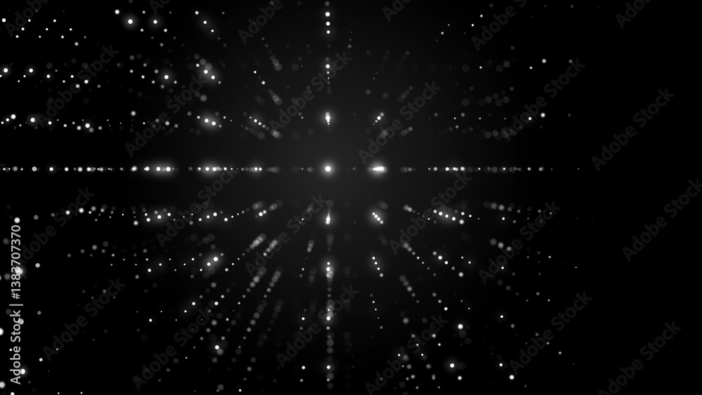 Poster Internet technology network. Abstract black and white background. Large amount of data. 3d rendering.