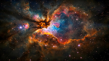 Colorful Nebula Explosion In Deep Space