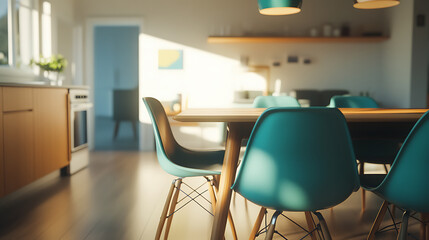 Scandinavian, mid-century style interior design of modern living room