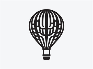 Obraz premium Hot Air Balloon Silhouette Floating in the Sky with Vintage Adventure and Travel-Inspired Design