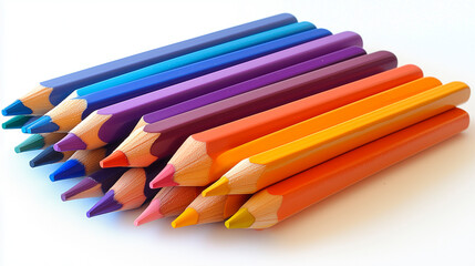 Obraz premium Colorful Pencils Arranged in Organized Chaos on White Background